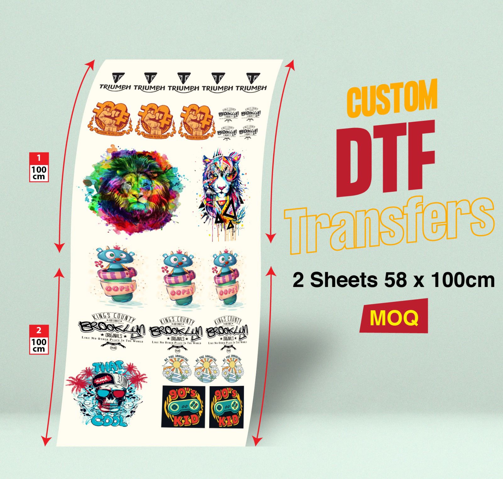 Dtf File Pattern DTF Printed Sheet 58 x 100cm (1 Meter) – DTF Printing Shop